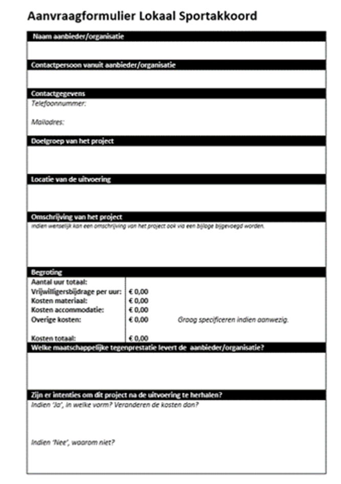 Aanmeldformulier Lokaal Sportakkoord 